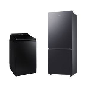 Lavadora Smart Samsung Digital Inverter WA14CG Black 14kg 127V + Geladeira Samsung BMF RB50DG6020B1AZ SmartThings 462L Black Inox Look 127V Combo