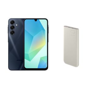 Celular Samsung A16 5G 256GB - Azul Escuro + Bateria Carregador Portátil 2x USB-C, 10000mAh, Super Rápida 25W - Bege Combo