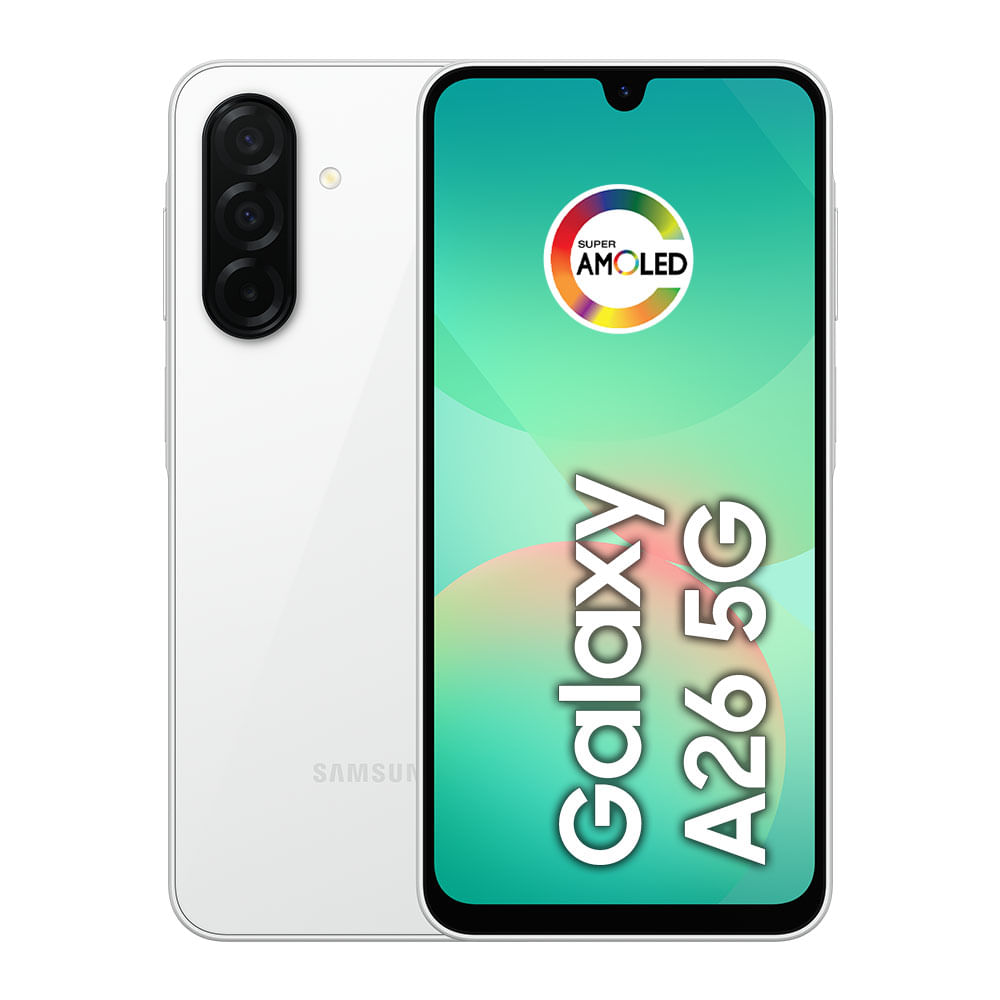 Celular Samsung Galaxy A26 5G 256GB, 8GB RAM, Câmera de 50MP, IP67, Tela Super AMOLED 6.7", NFC Branco