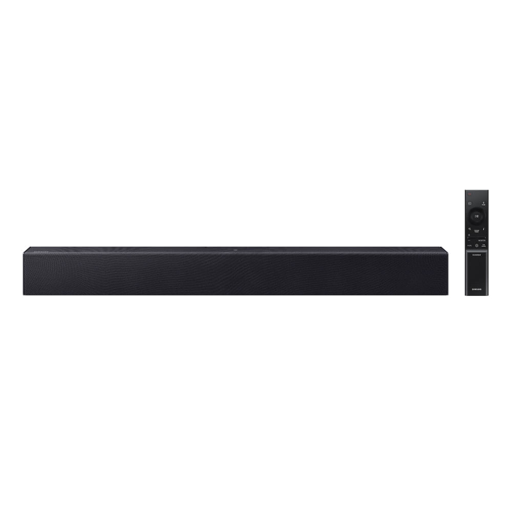 Soundbar Samsung HW-B400F, com 2.0 canais, Bluetooth, Subwoofer integrado e HDMI ARC Preto titânio