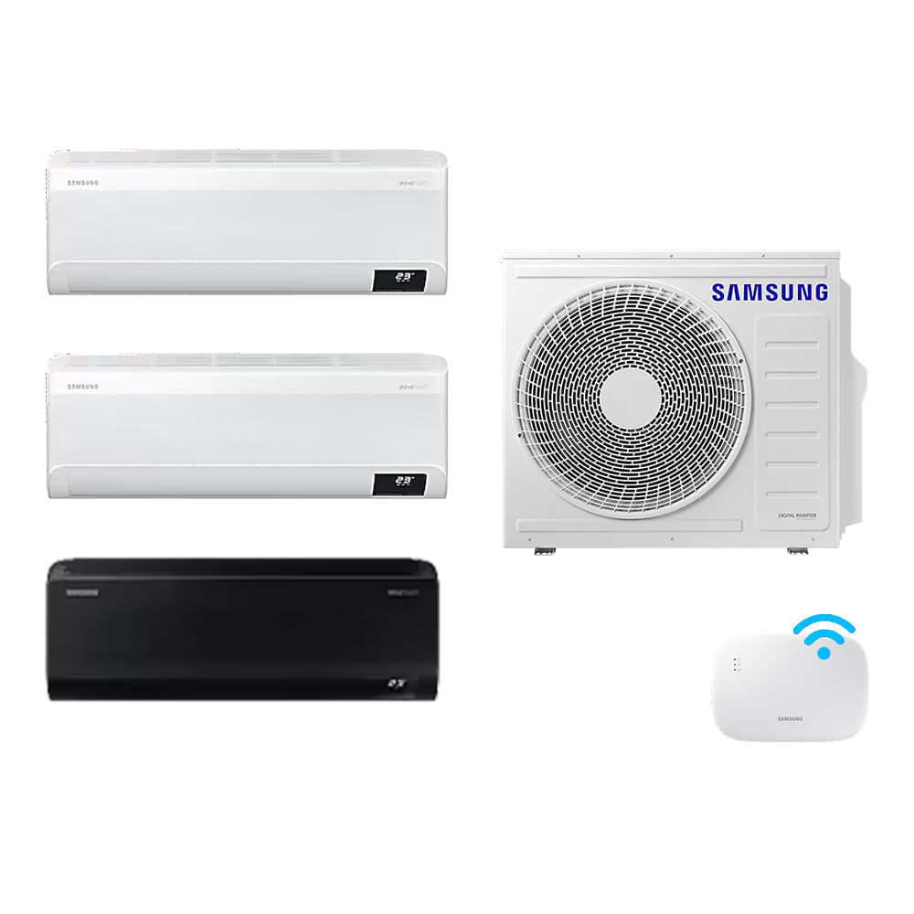 Ar Condicionado Tri-Split Samsung WindFree 24.000 BTUs (1x9000 Black -2X9000 White) Q/F WiFi 220V Combo