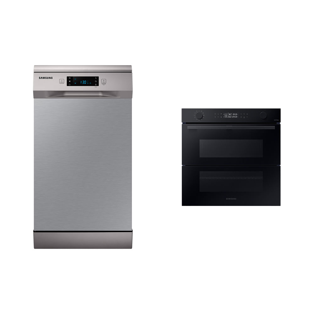 Lava-louças 10 Serviços com abertura automática da porta 127V + Forno de embutir elétrico Air Fry Samsung 76L Combo