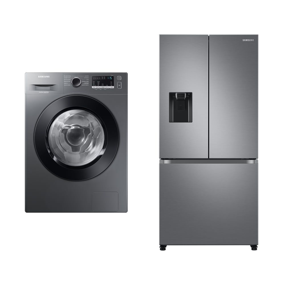 Lava e seca Samsung WD11M 220 + Geladeira Samsung RF49 3 Portas Inox c/ 470L 220 Combo