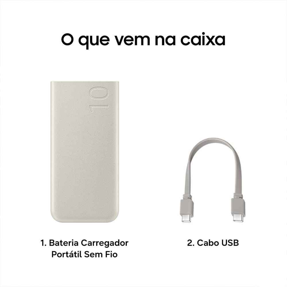 Bateria Carregador Portátil 2x USB-C, 10000mAh, Super Rápida 25W Bege